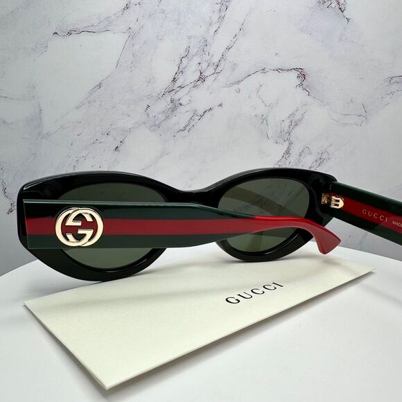 CLASSY GUCCI Sunglasses Black Gold Newest Collection GG1862S Metal Logo Cat Eye - Picture 13 of 16